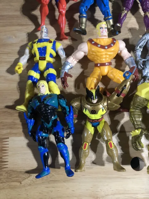 Vintage Marvel X-Men Steel Mutants Mini Figures Toy Biz 1994 Die-Cast Lot of 15 2