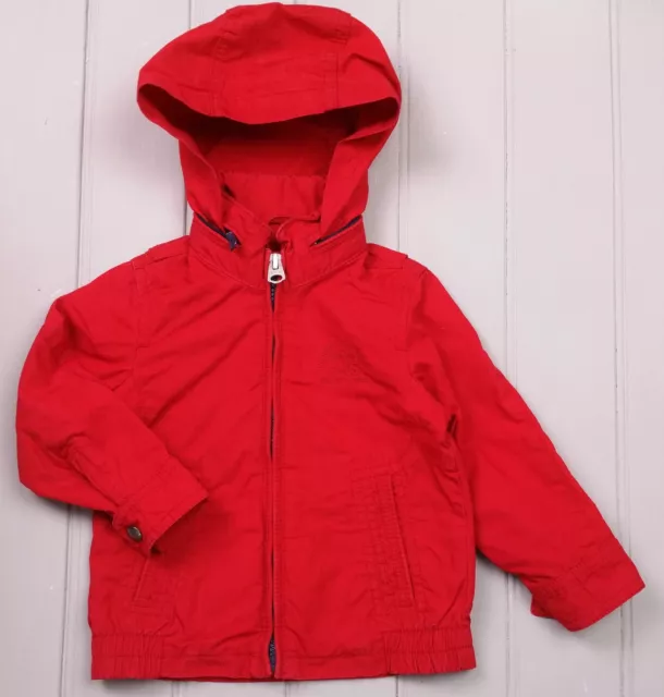 TOMMY HILFIGER Boys Lightweight Red Cotton Hooded Bomber Jacket Coat Age 2 Years