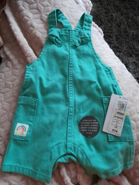 New Denim Dungarees Shorts baby girl age 3-6 months M&S