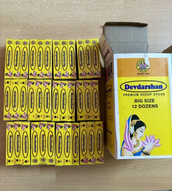 12 docenas (144 cajas) (1440 palos) Devdarshan Premium Dhoop palos de incienso