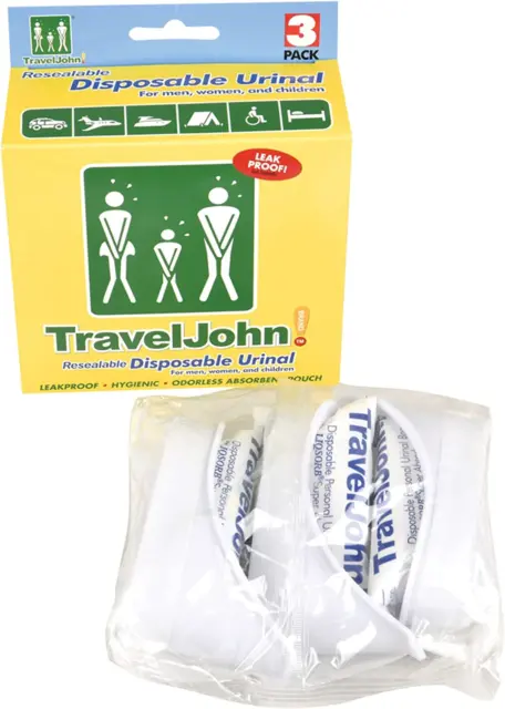 TravelJohn Einweg-Urinal - 3er-Pack