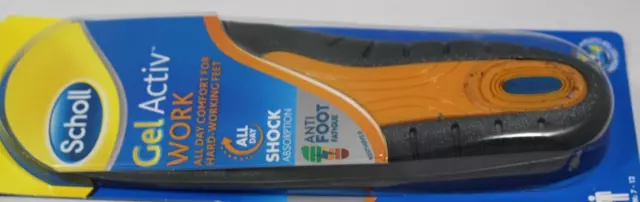 Scholl Gel Activ Work Shoe & Boot Insoles for Men, UK Shoe Size 7-12
