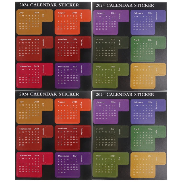 4 SETS 2024 Full Year Calendar Index Label Sticker 4pcs/set Stickers £5 ...
