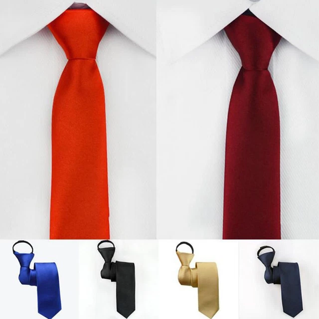 Mens Kids Slim Lazy Zipper Neck Tie Necktie Casual Skinny Business Party 48cm