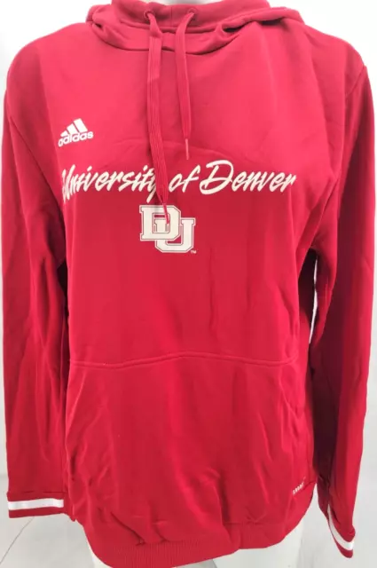 NEW University of Denver Pioneers Adidas T19 Hoodie Hooded Sweatshirt Womens L