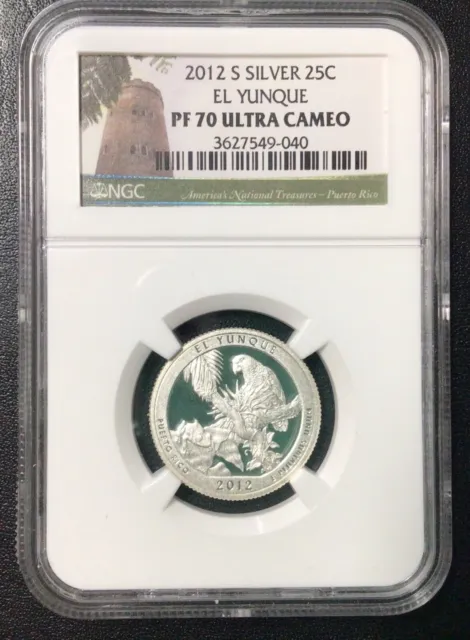 2012-S Puerto Rico El Yunque 25 Cents Ngc Pf70 Ultra Cameo Silver Coin!