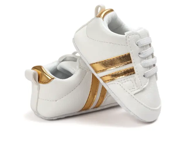Sneakers PreWalker a righe neonato neonato bambino bambina scarpe Pram 0-18