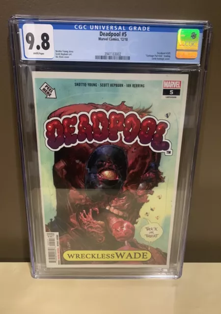 Deadpool #5 - (Cgc 9.8 Nm/Mt) Garbage Pail Kids Trading Card Homage : Nic Klein