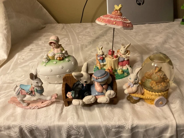 vintage porcelain, ceramic bunny and rabbit figurines