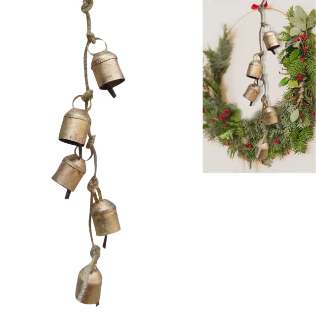 Rustic Vintage Crafts Lucky Rope Wall Decorative Cow Harmony Long Hanging Bell
