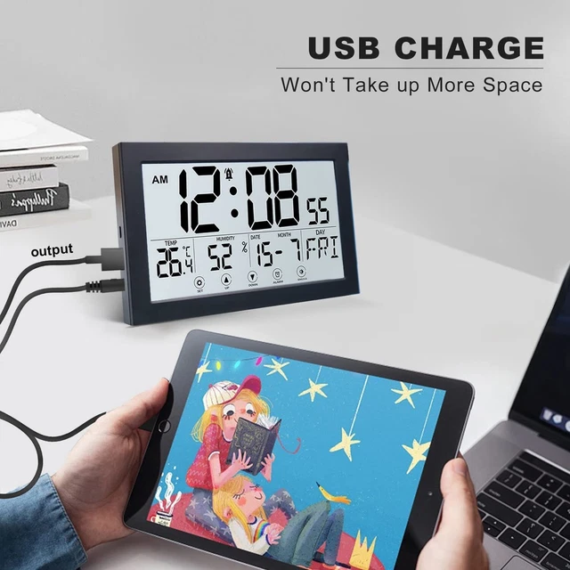 QUIGO DIGITAL ALARM Clock Bedside Clock Digital Wall Clock Desk £32.00