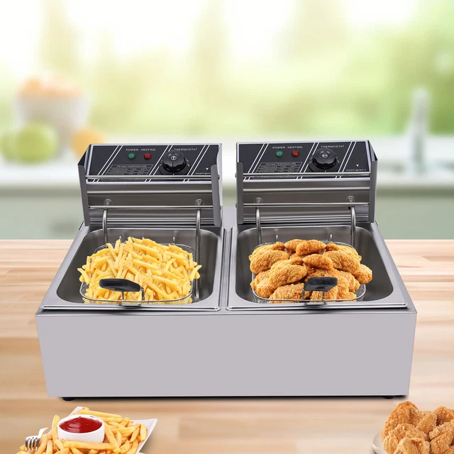 12L Doppelfritteuse Friteuse Fritteuse Frit?se Edelstahl Gastro Kaltzone Fritose