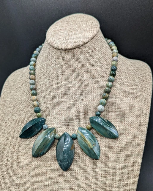 Jay King Mine Finds DTR Desert Rose Trading Jasper or Agate Beaded 925 Necklace