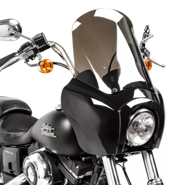 Verkleidung MG5 für Harley Davidson Dyna Low Rider, Street Bob schw-rauchgrau ge