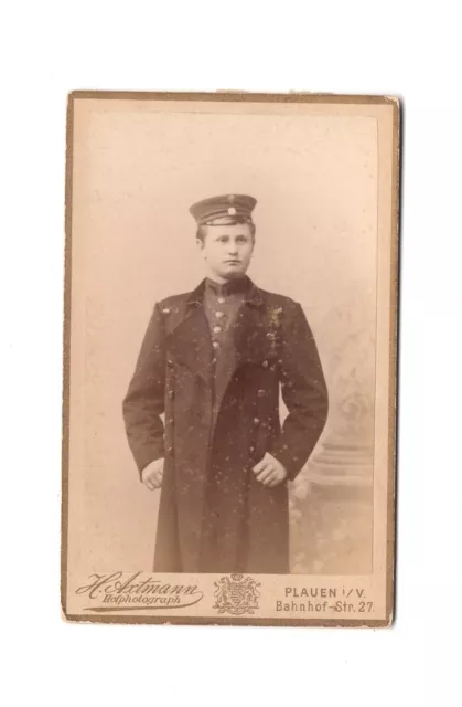 CDV Foto Soldat mit Widmung - Plauen 1880er