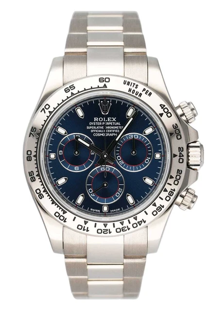 ROLEX DAYTONA 116509 quadrante blu oro bianco 18K carta scatola