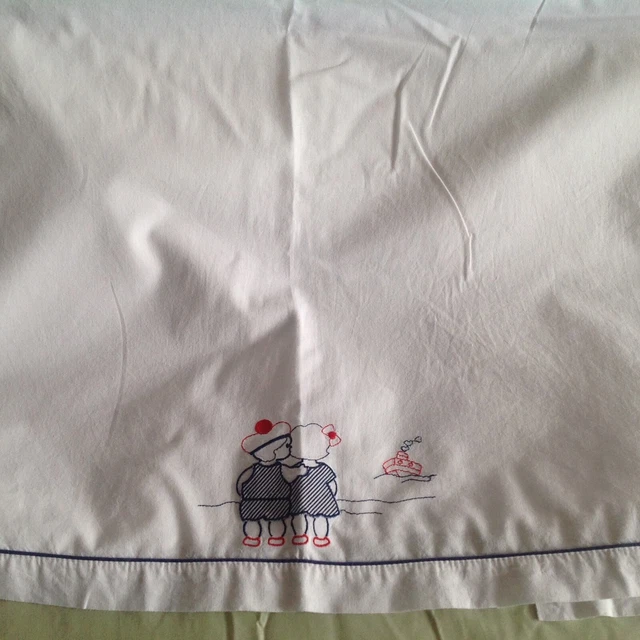 Paire de draps rose en coton ancien