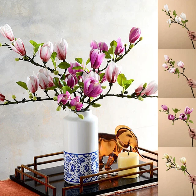 Fiori Artificiali Pianta Falsa Magnolia Ramo Giardino Esterno Matrimonio Arredamento Casa