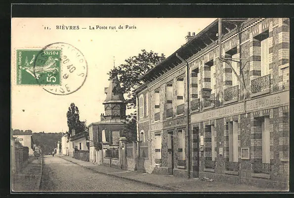 CPA Bièvres, La Poste rue de Paris 1913