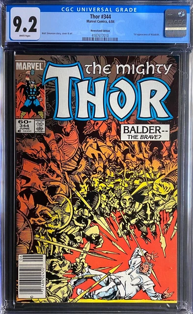 The Mighty THOR #344 CGC 9.2 White Pages - RARE NEWSSTAND EDITION - New Case!