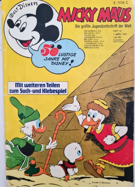 Micky Maus Heft Nr.14 1973 mit Beilage Bärental Figuren+ F Werbung  (1412)