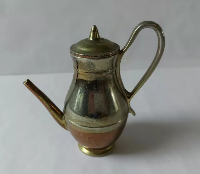 Vintage Solid Small Copper and Brass Jug with Spout & Lid 12cm H