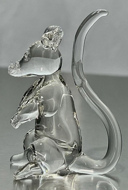 GLASS MOUSE RAT MICE Vintage Hand Blown ART Figure Figurine RODENT Whiskers Fig