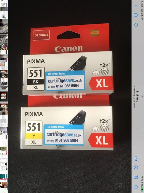 Due Originali Canon 551Xl Inchiostro Cartridg Nero E Giallo Nuovo E Sigillato In Fabbrica