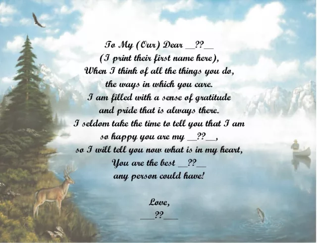 Mountain Deer Personalized Poem Gift  Fathers Day,Mothers Day,Christmas,Birthday