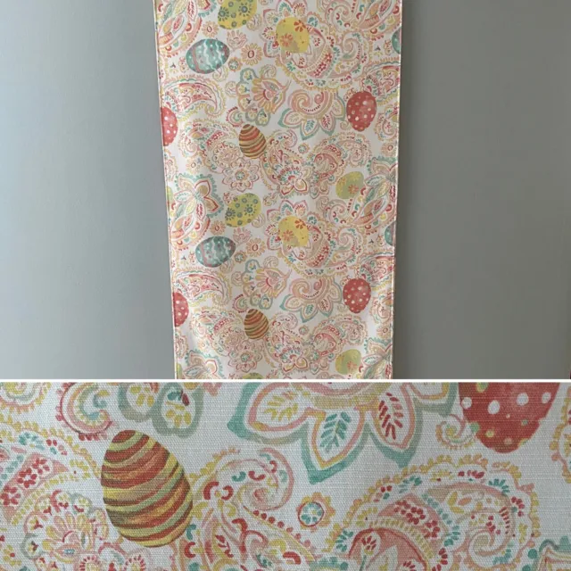 Easter Table Runner Paisley & Eggs Reversible Pastels 100% Cotton 15 x 90 New