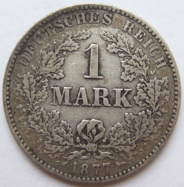 Moneta Reich Tedesco Impero Tedesco Argento 1 Marchi 1877 B IN Quasi Very fine