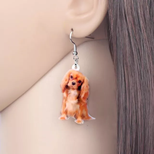 Cute  Cavalier King Charles Spaniel Puppy Dog Earrings, New