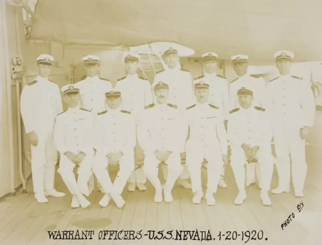 Rare 1920 USS Nevada BB-36 Battleship Warrant Officers Photo US Navy Warship