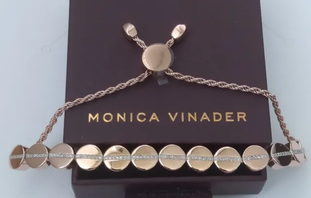 Monica Vinader Rose Gold Linear Bead Diamond Friendship Bracelet £550