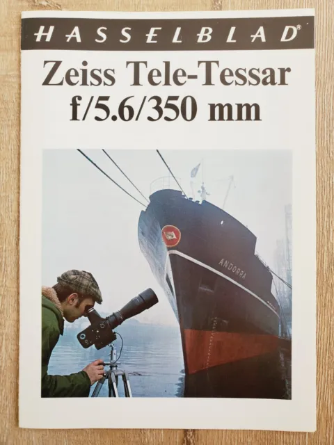 HASSELBLAD ZEISS TELE-TESSAR f/5.6/350mm Vtg 1973 Camera Lens Brochure Sweden En