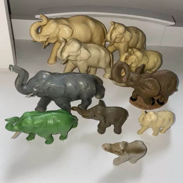Elephant Lot Vintage Japan Plastic Celluloid 10 Figures