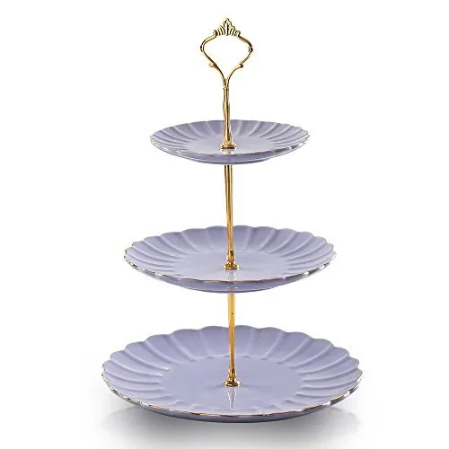 SWEEJAR 3 Tier Ceramic Cake Stand Wedding Dessert Cupcake Stand for Tea Party...