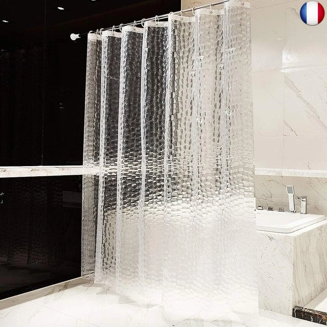 Rideau De Douche OTraki Transparent EVA - 180x200 Cm Anti-Moisissure, Imperméable Avec Anneaux
