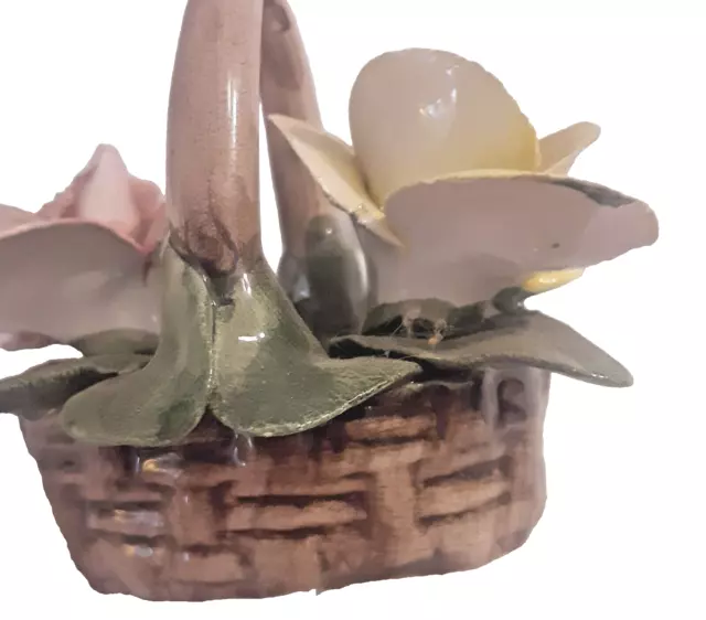 Vintage Capodimonte Porcelain Flower Basket Figurine -  Displayable Knik Knak 3