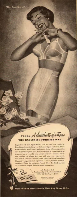 1951 VINTAGE LINGERIE AD, Life Girdles Bras by FORMFIT, Pinup