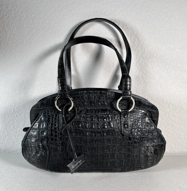 Nina Raye Block Crocodile Leather Satchel Handbag Purse