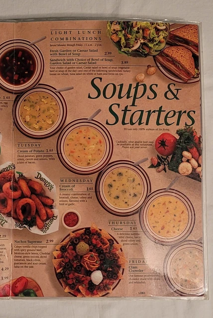 Denny's 40th Anniversary Menu ©️1993; Laminated; Used; ~13¼"×18⅛" Fully Opened; 9
