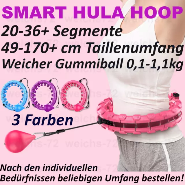 Smart Hula Hoop Reifen 20-36tlg Gummiballgewicht & Bandlänge einstellbar DE-Verk