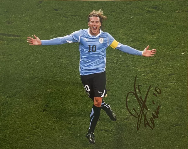 Football - Diego Forlan Signed 10x8 Pre-Print Uruguay World Cup 2010 Photo