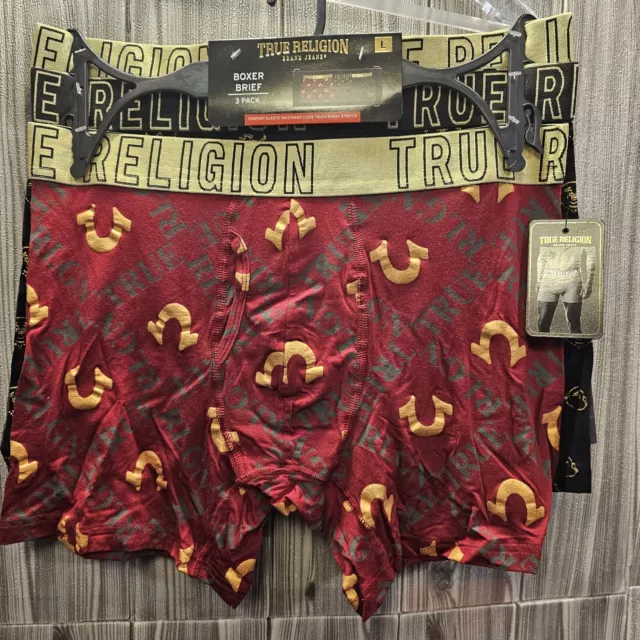 True Religion Boxer Briefs 3 Pack -  Men's Size L - NEW Underwear Cotton Stretch