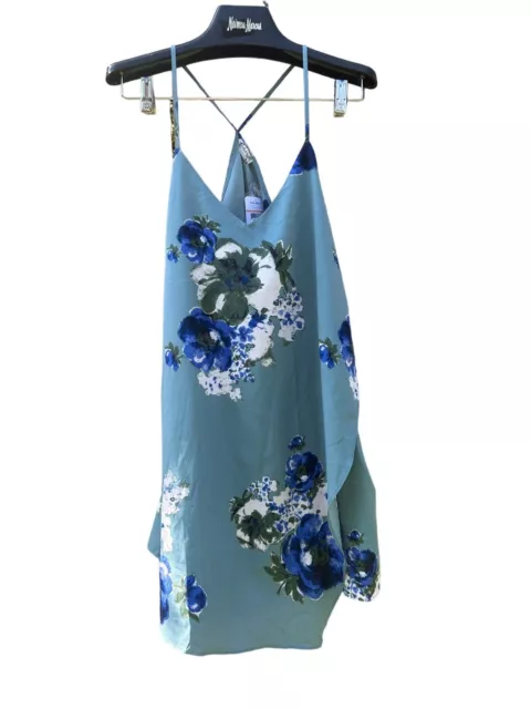 Intimately by Free People Trapeze Blue Floral Sleeveless Mini Dress-Size S NEW