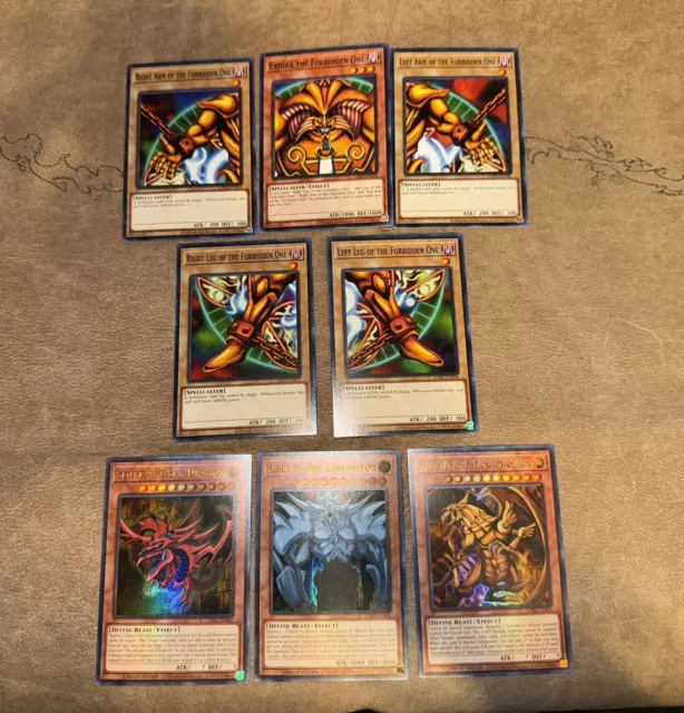 Yugioh! Exodia + Egyptian God Cards Obelisk - Slifer - Ra 8 Card Set Ldk2 Mint