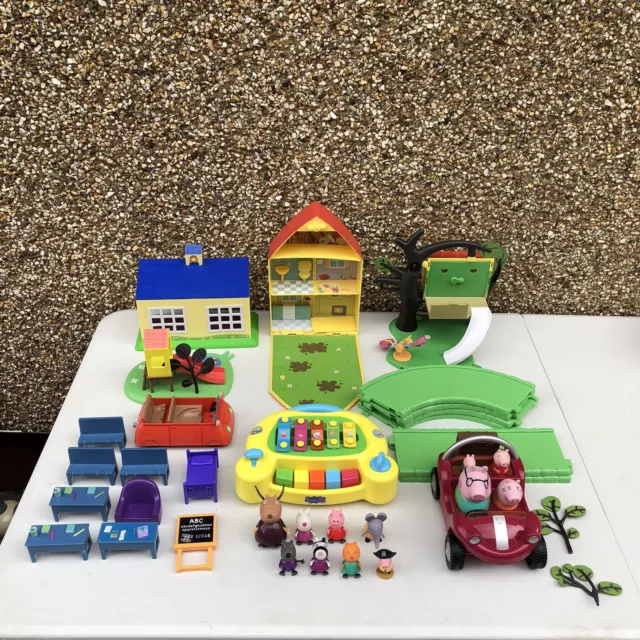 Huge Peppa Pig Toys Bundle - Includes Figures, Buildings & Vehicles