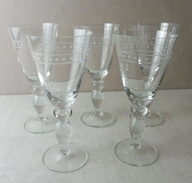 Lot de 5 verres à eau, en cristal, Saint Louis / Baccarat
