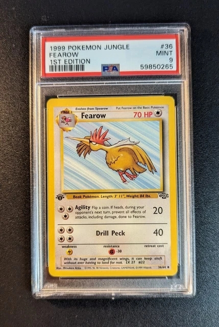 1st Edition Fearow 36/64 - WOTC Jungle Pokemon Card - PSA 9 MINT